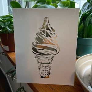 Gold foil ice cream cone wall print